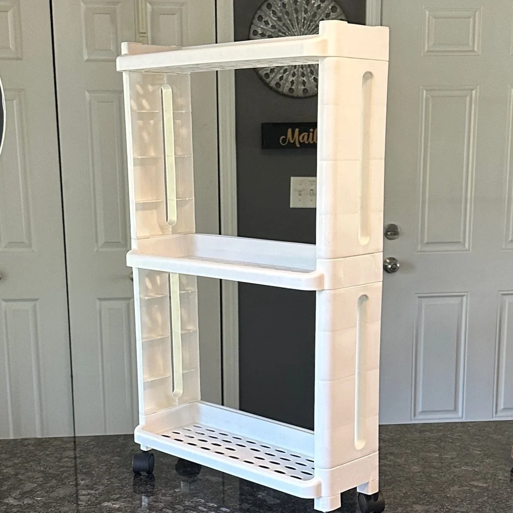 White Rolling Storage Cart With Hanger Option 25.5